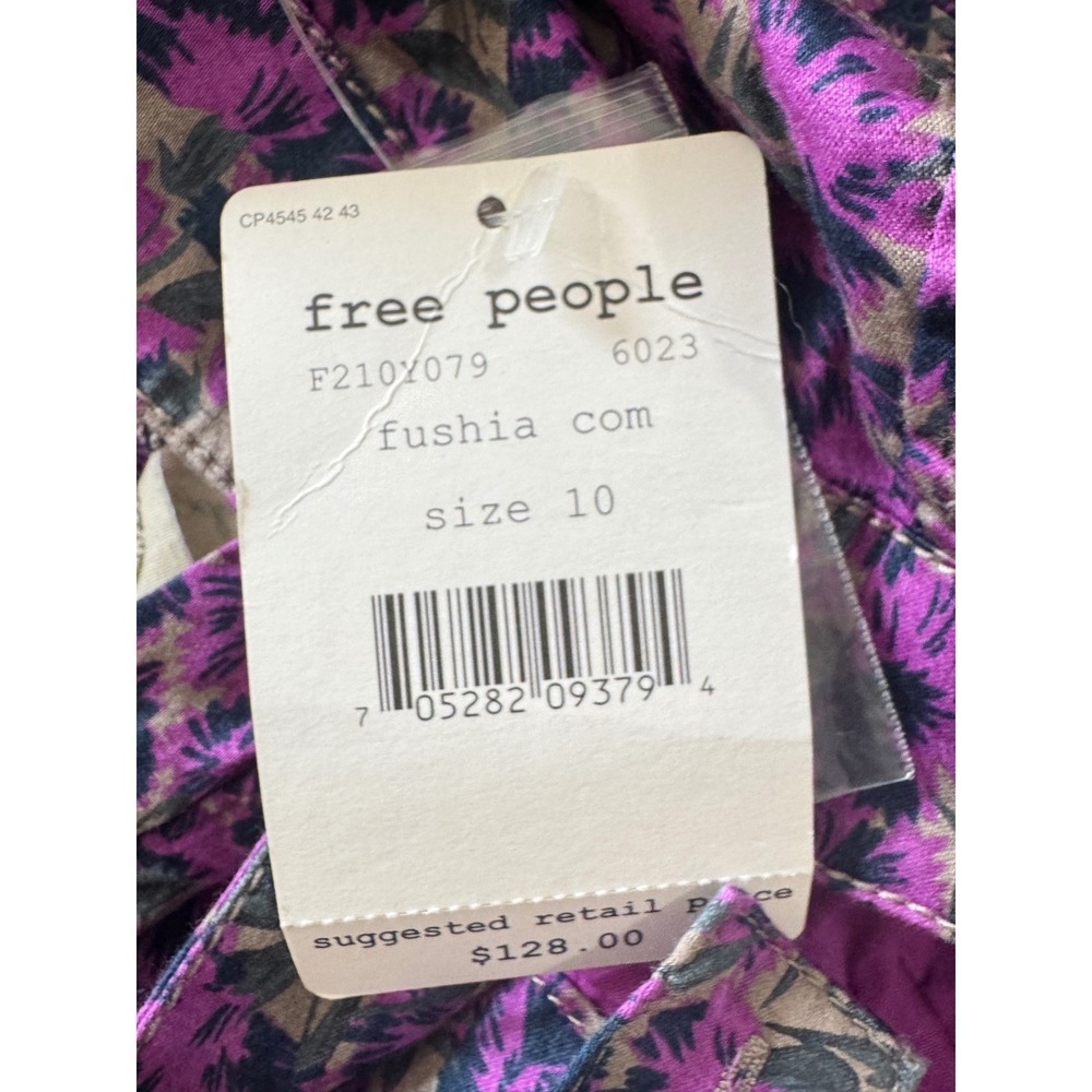 Free People Poppy Petals Purple Floral Smocked Sweetheart Mini‎ Dress - Picture 7 of 7
